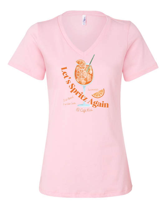 Cafe Koa Let's Spritz Again Women’s Relaxed Jersey V-Neck Tee - #6405