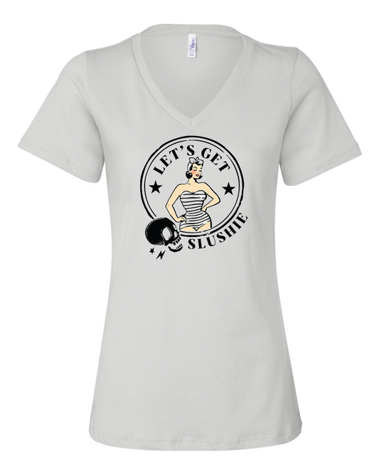 Cafe Koa Lets Get Slushie Women’s Relaxed Jersey V-Neck Tee - #6405