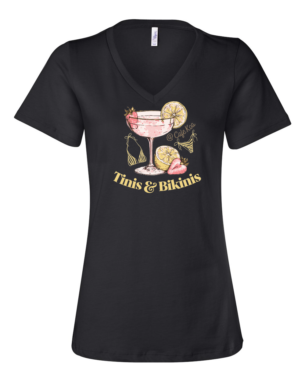 Cafe Koa Tinis & Bikinis Women’s Relaxed Jersey V-Neck Tee - #6405