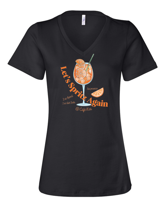 Cafe Koa Let's Spritz Again Women’s Relaxed Jersey V-Neck Tee - #6405
