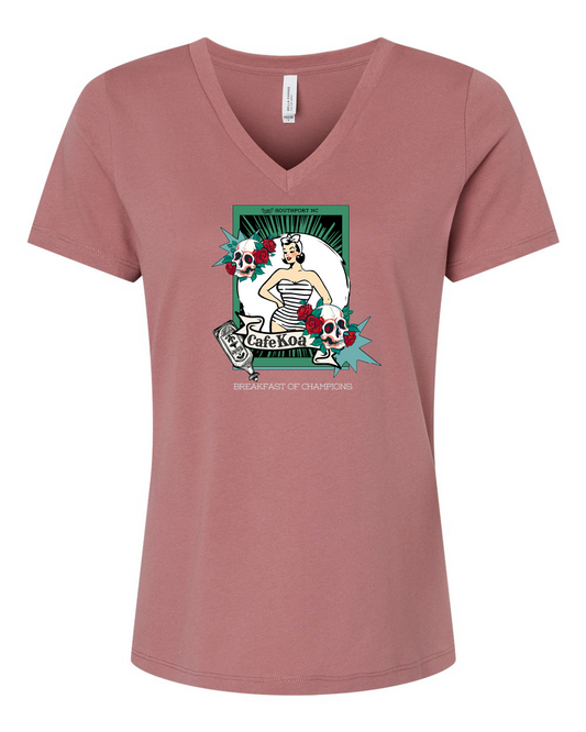 Cafe Koa Tequila Women’s Relaxed Jersey V-Neck Tee - #6405