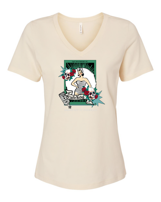 Cafe Koa Tequila Women’s Relaxed Jersey V-Neck Tee - #6405