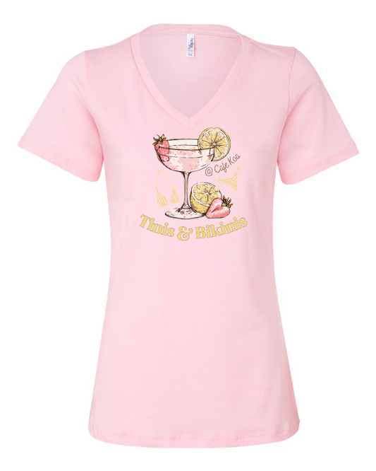 Cafe Koa Tinis & Bikinis Women’s Relaxed Jersey V-Neck Tee - #6405