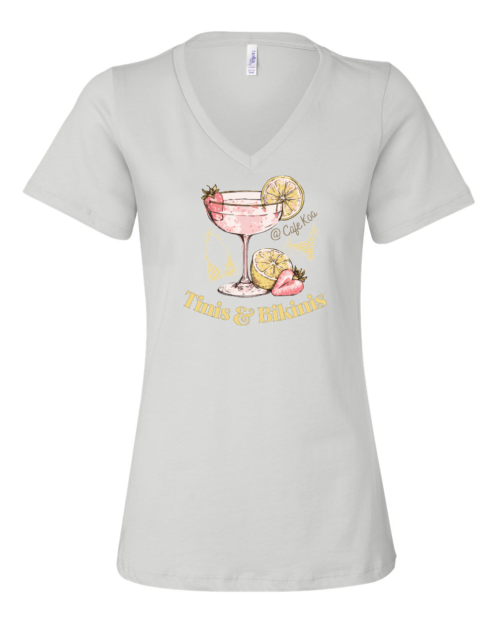 Cafe Koa Tinis & Bikinis Women’s Relaxed Jersey V-Neck Tee - #6405