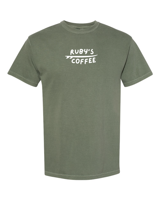 Ruby's Coffeehouse We Surf Coffee Comfort Colors Unisex Garment-Dyed Heavyweight T-Shirt - #1717